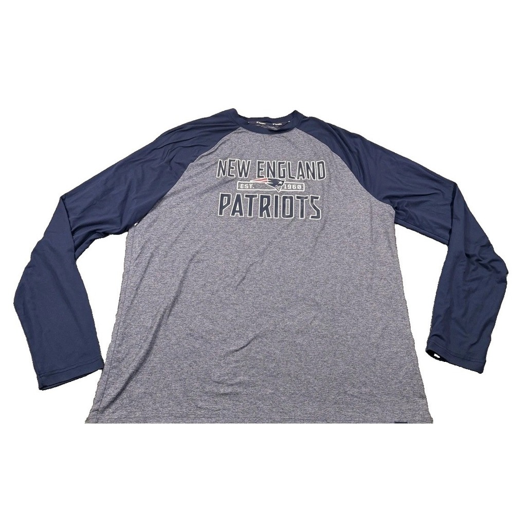 Fanatics New England Patriots Est 1960 Raglan Long Sleeve Shirt Mens 2XL Gray